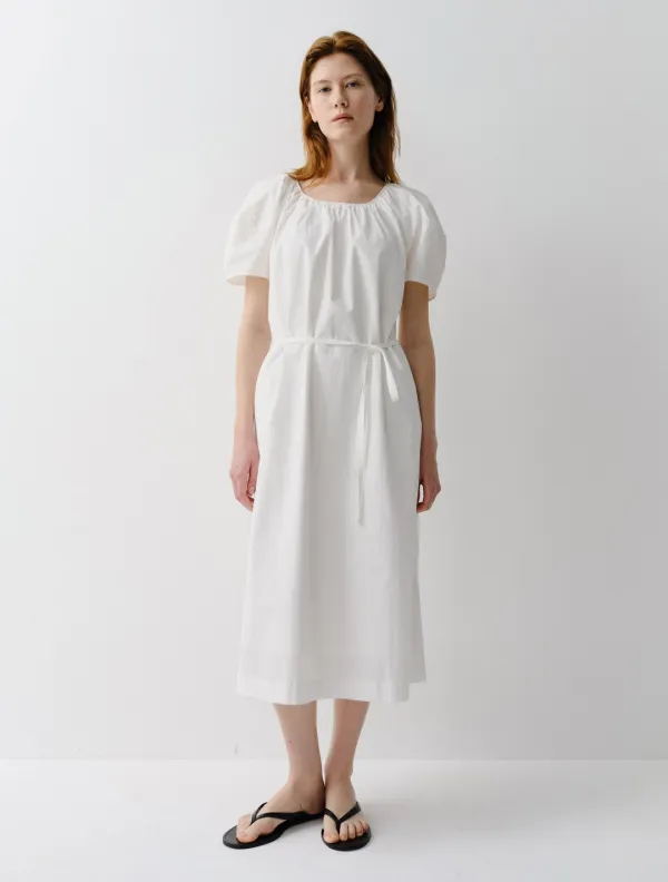 Joy Puff Shirring Dress (White)