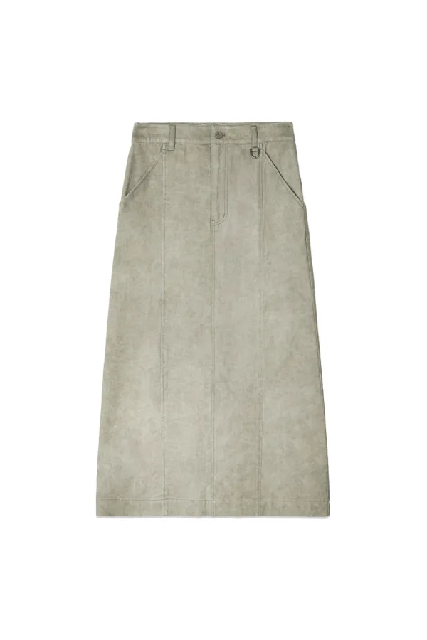 WASHED MERMAID LONG SKIRT IN LIGHT KHAKI