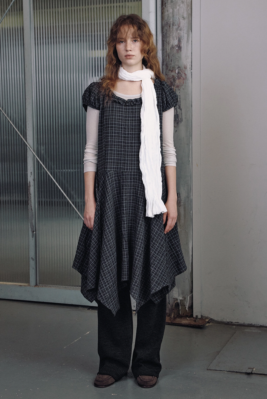 브렌다 브렌든 layered check onepiece - blue 상품 이미지 2
