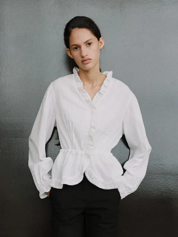 TIS COTTON FRILL BLOUSE_WHITE