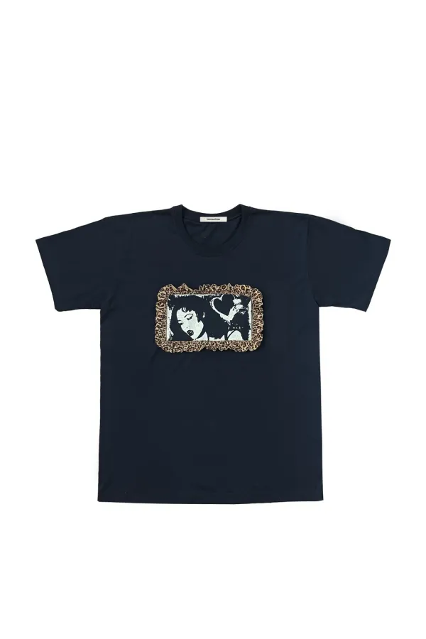 OVERSIZED PRINTED T-SHIRT (WOMAN/LEOPARD-NAVY)