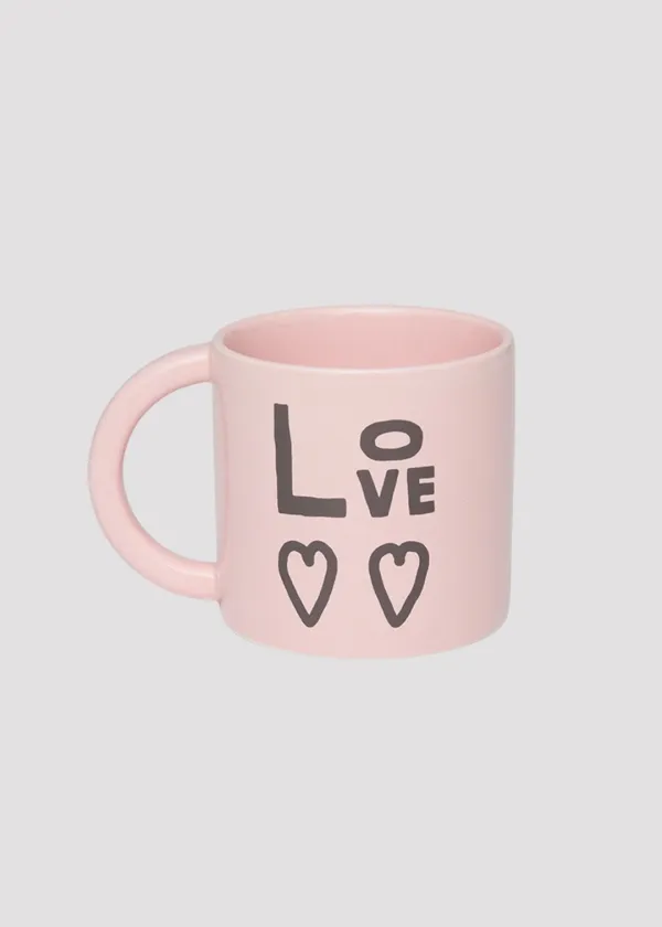 MUG CUP LOVE AND HEART PINK