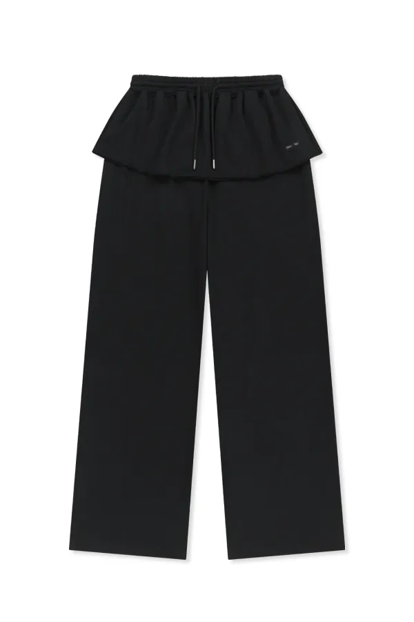 LAYERED SKIRT JERSEY PANTS IN BLACK