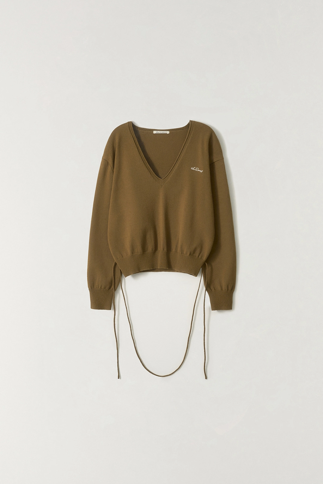더라우스트 딥-브이넥 코튼 니트 KHAKI OLIVE 상품 이미지 3