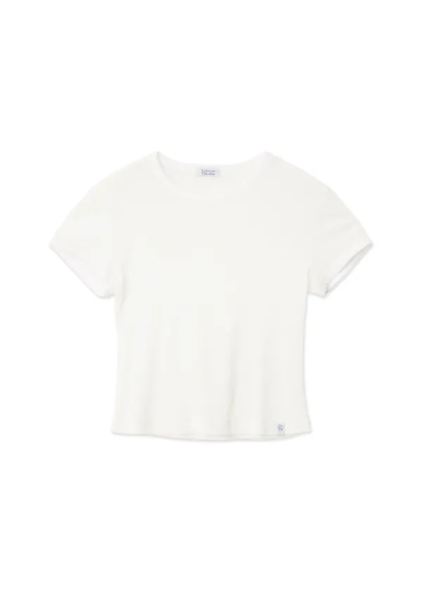 Cotton Mesh Slim Fit T-shirt_White