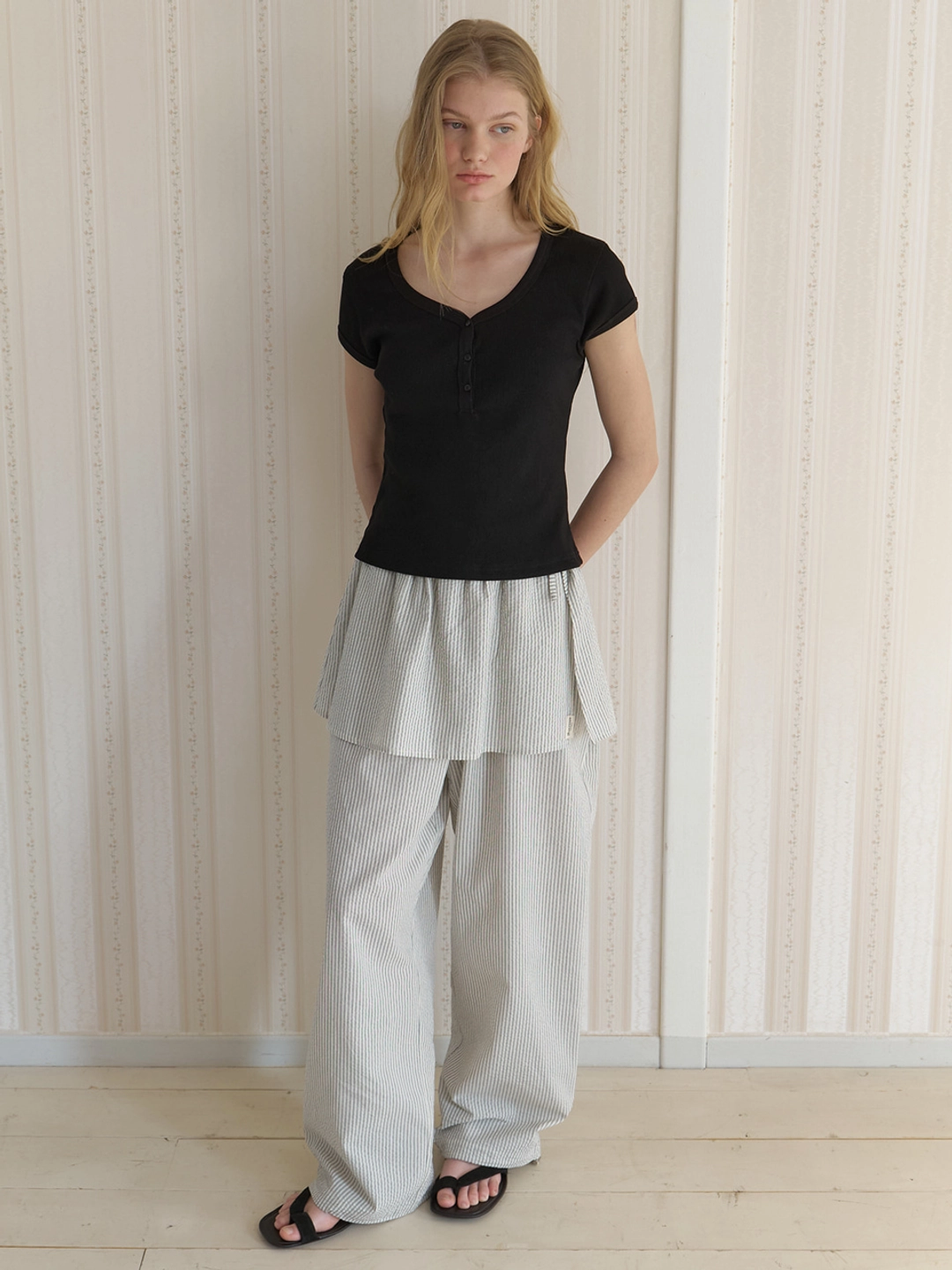 어몽 A SKIRT LAYERED STRING PANTS_IVORY 상품 이미지 1