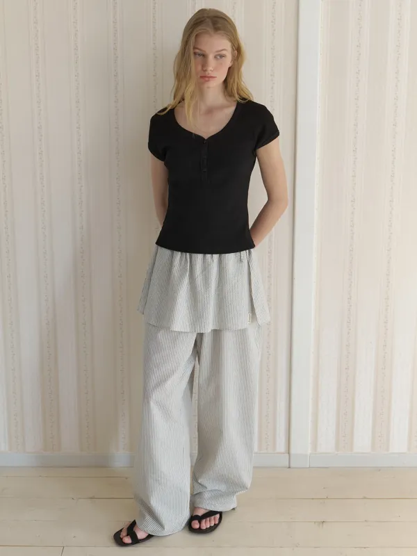 A SKIRT LAYERED STRING PANTS_IVORY