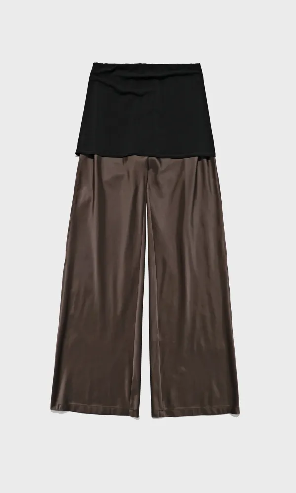 [Director\'s Curation] Satin-combi Bias Trousers_Brown