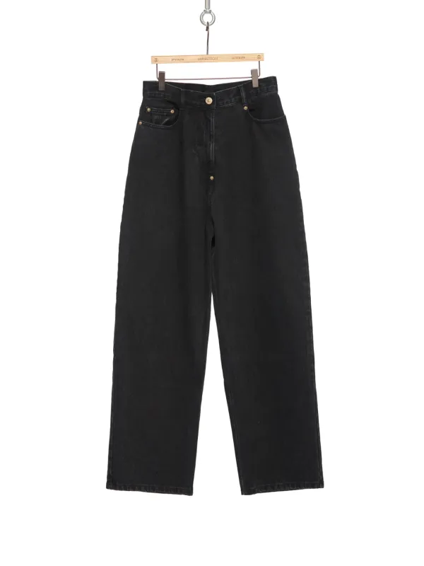 PS26 BLACK WIDE STRAIGHT FIT DENIM PANTS