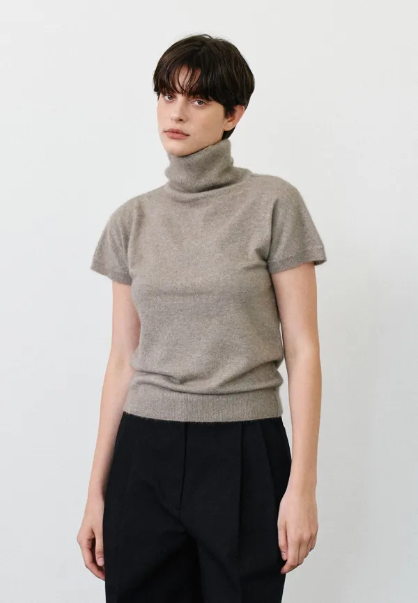 [CARRY OVER][다연PICK] CAP SLEEVE TURTLENECK KNIT_BEIGE