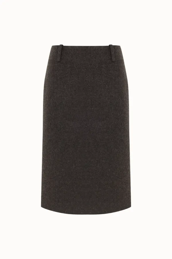 Wool Midi Skirt[LMBEWISK410]-Brown