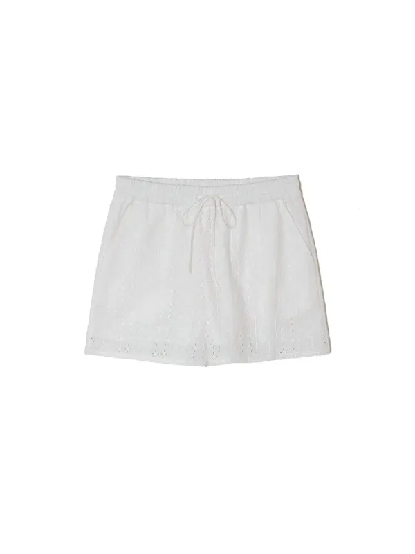 Eyelet Banding Shorts Ivory