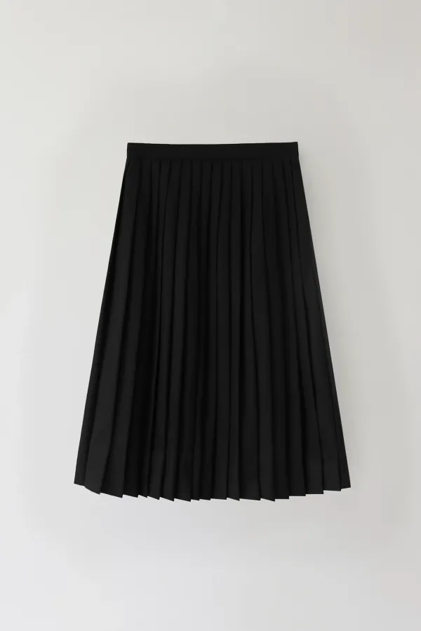 4TH / Classic pleated mid-skirt (Black)