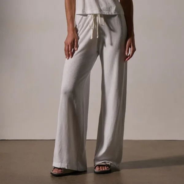 Vintage French Terry Wide Leg Sweatpant - White