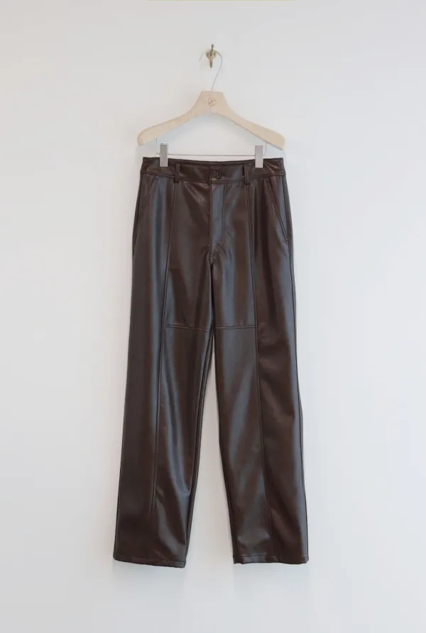 KOREN LEATHER PANTS (BROWN)