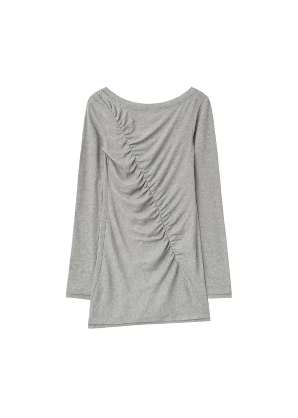 [2ND 10/2~ 발송] OBLIQUE SHIRRING MINI DRESS, GRAY