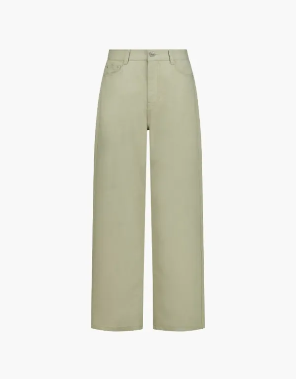 semi wide color denim pants - beige