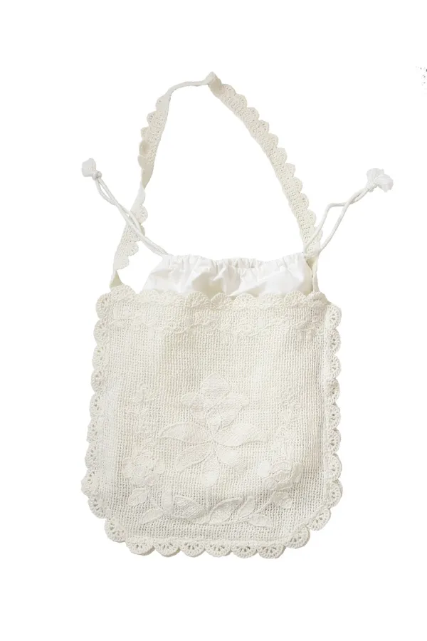 FLOWER LACE KNIT SHOULDER BAG IVORY