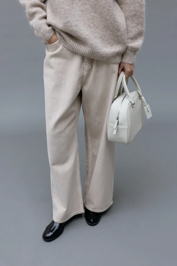 Cotton Dyeing Denim Pants (Beige)