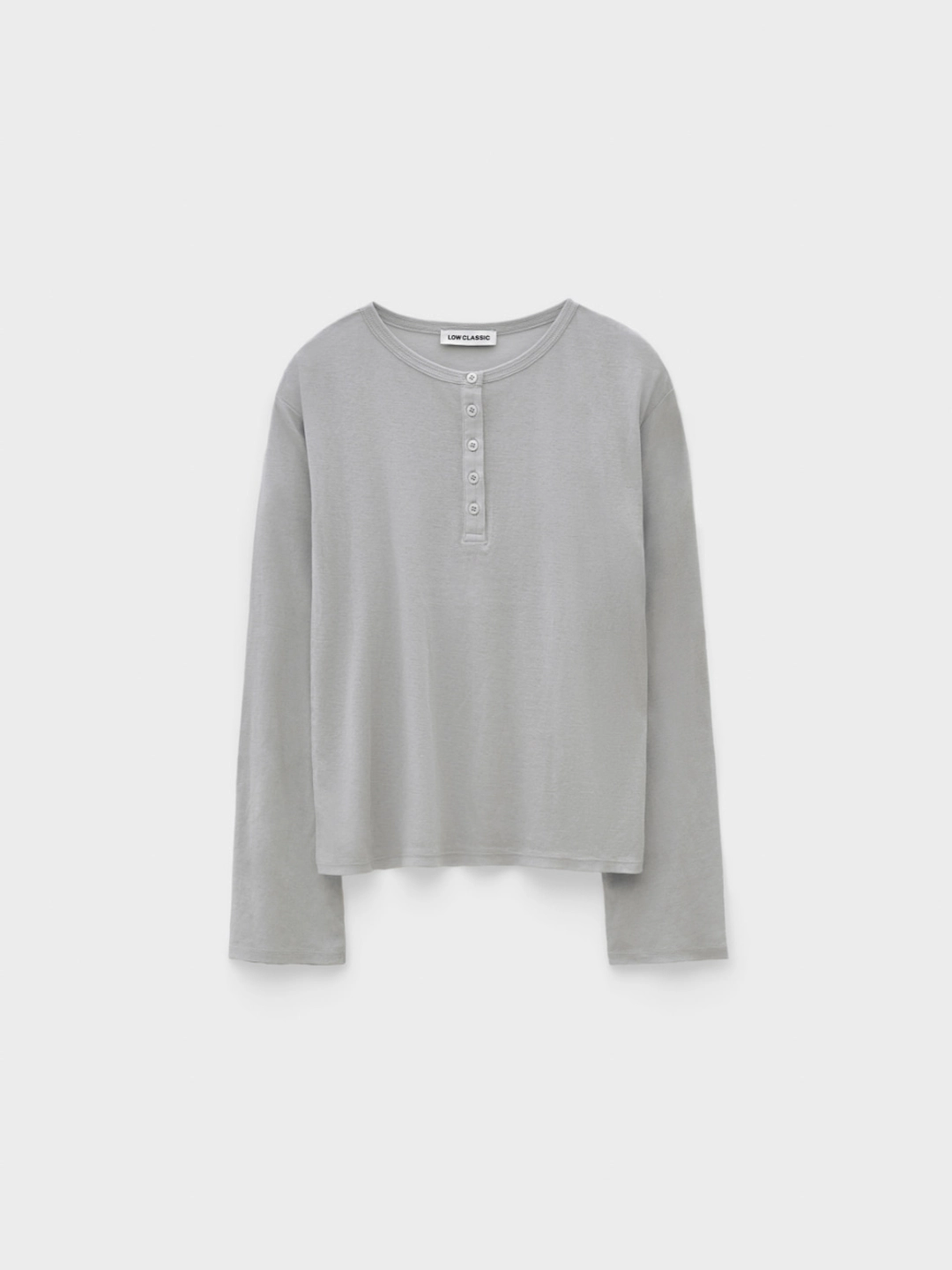 로우클래식 Henley Neck Cotton Long Sleeve T-Shirt_Light Grey 상품 이미지 1