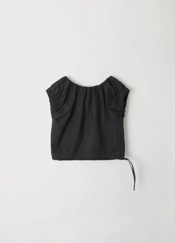 Crispy Volume Cropped Blouse - Black