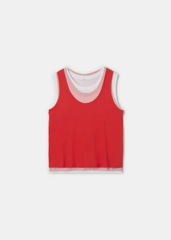 3-Piece Layered Sleeveless(Red)