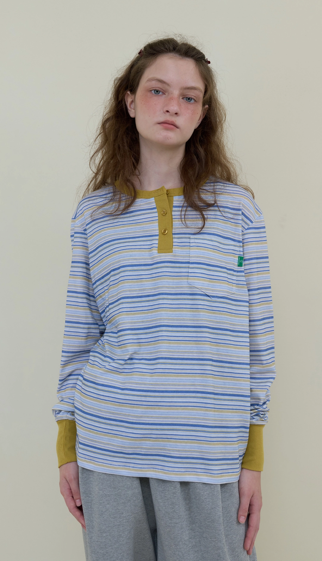 노컨텐츠 228. Henley Stripe T _ Yellow 상품 이미지 2