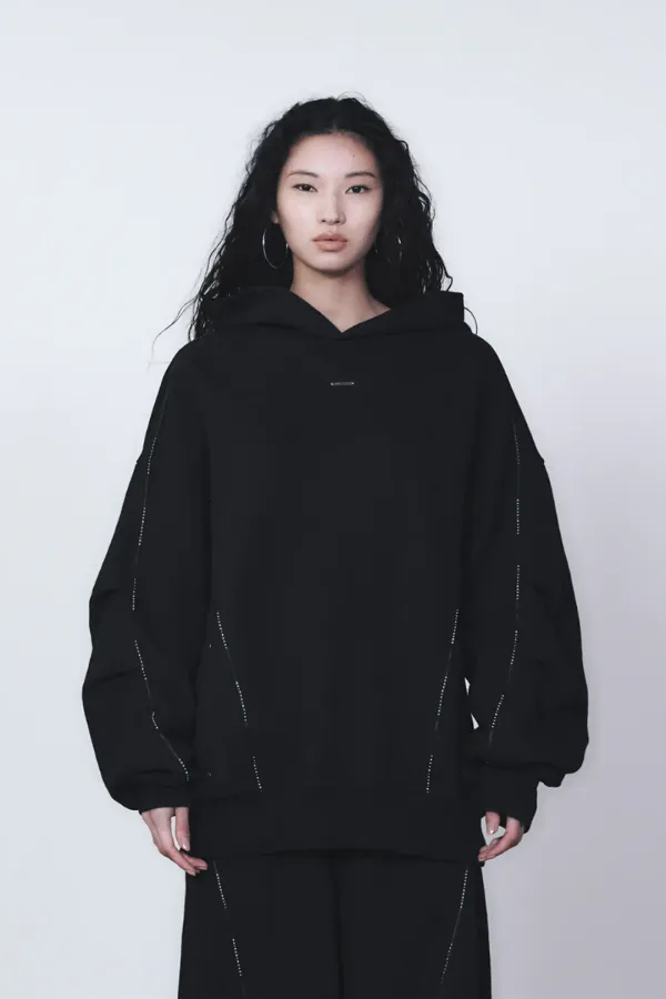 TMB Logo Piping Hoodie [ Black ]