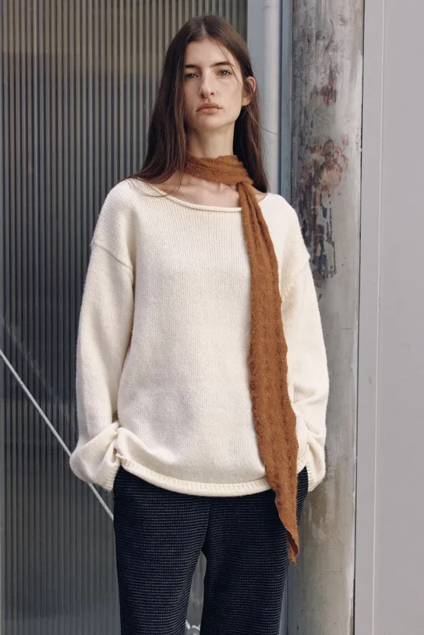 boatneck loose knit - cream