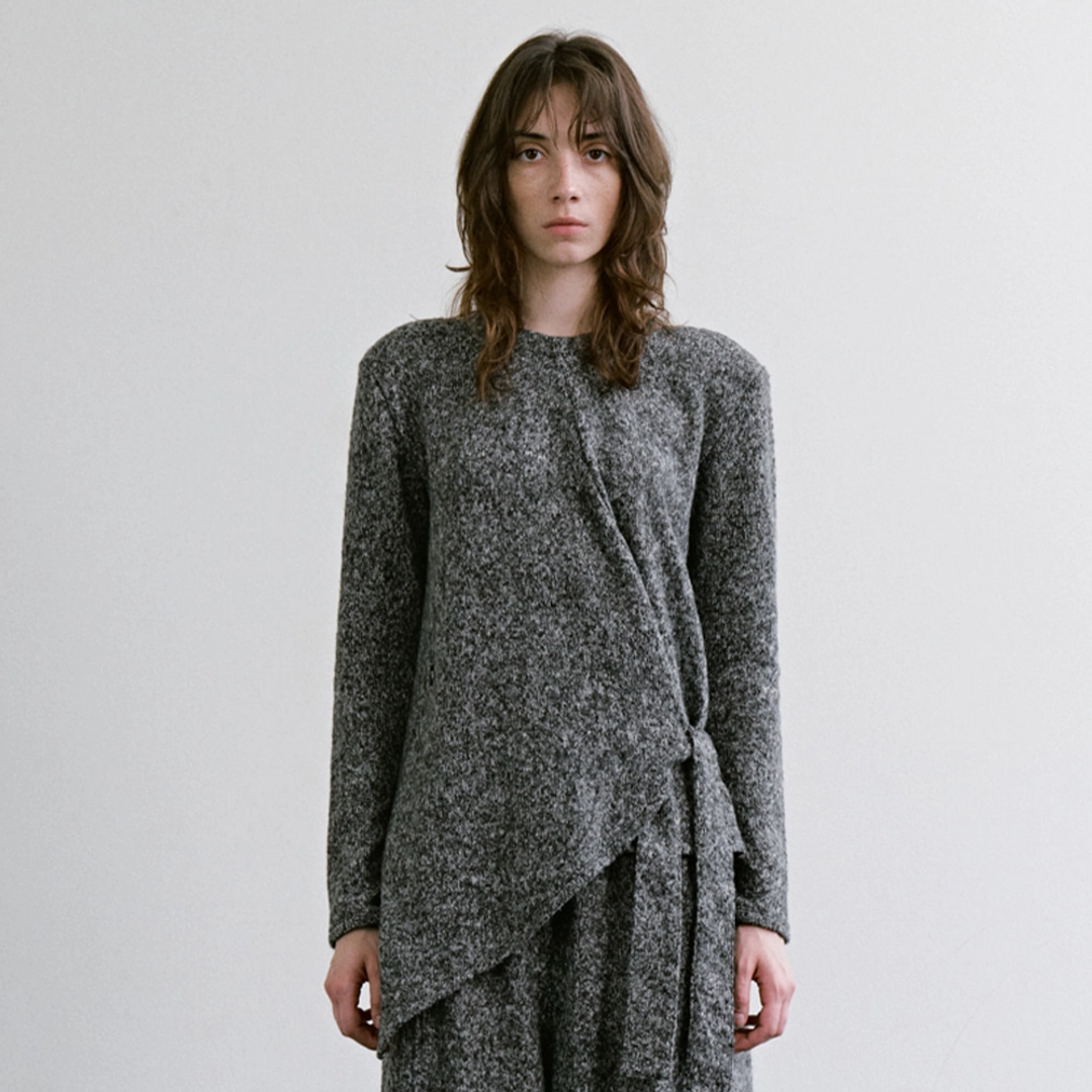 트리밍버드 Padded Shoulder Set-up Top [ Melange Gray ] 상품 이미지 1