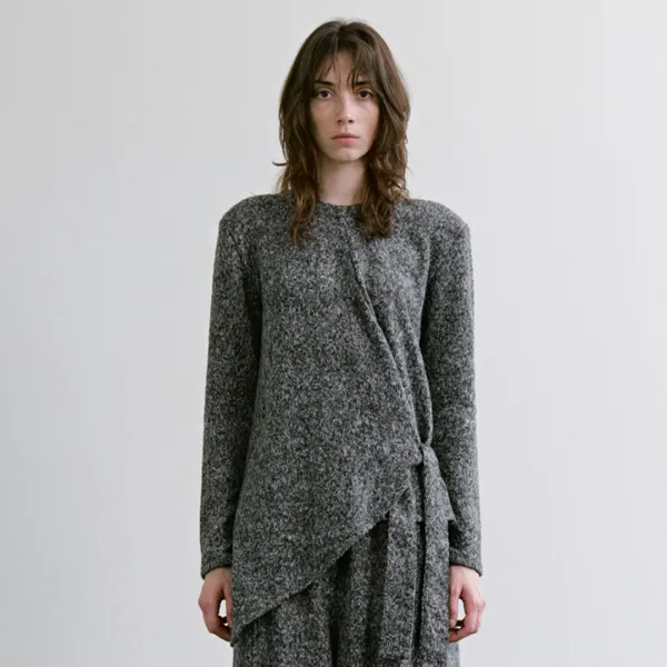Padded Shoulder Set-up Top [ Melange Gray ]