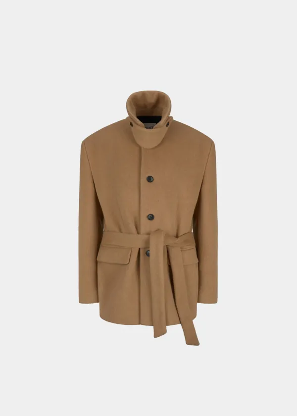 WOOL CASHMERE CAR COAT - BEIGE