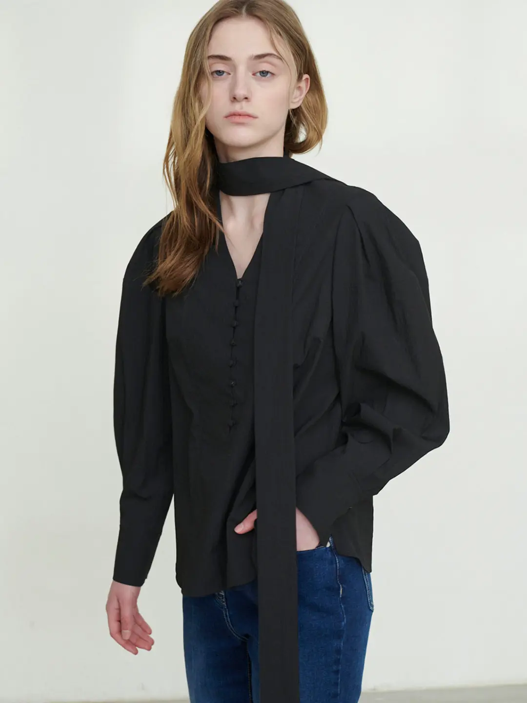 루에브르 Tie Puff Sleeve Blouse SW4XB354-10 상품 이미지 2