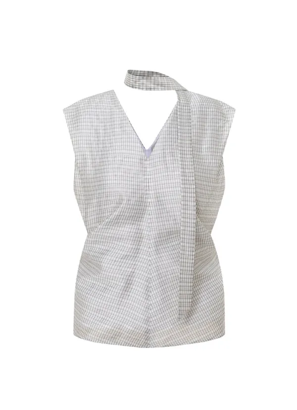 Drapery Checkered Sleeveless Top SW5MB228-08