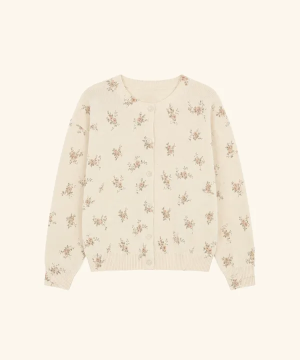 [10/8 순차배송] Aston Autumn Floral Cotton Cardigan (Cream)