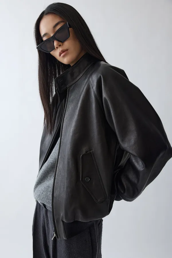 Arsen lamb leather harrington JP - Black