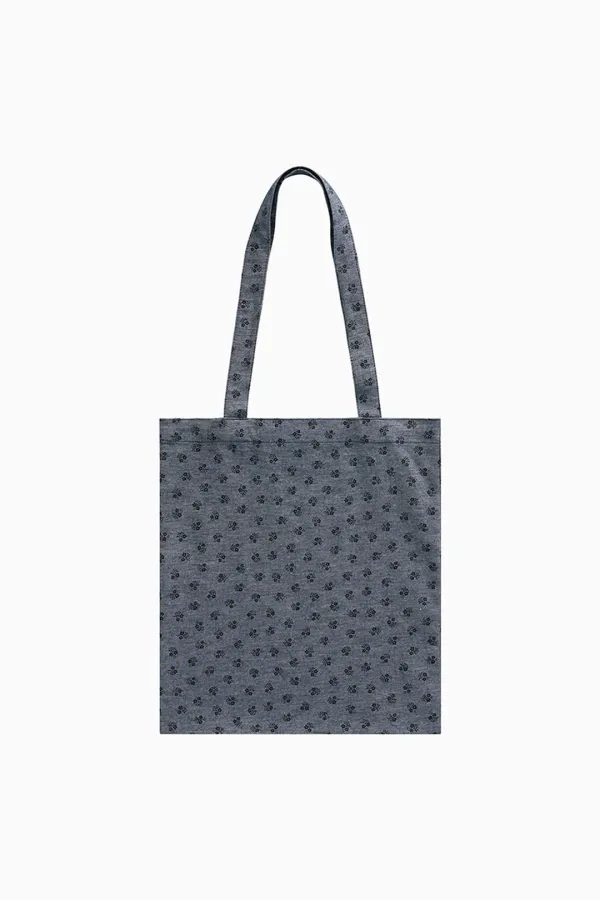 FLORAL COTTON ECO BAG, BLUE