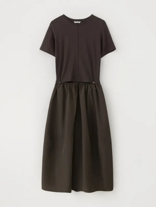 Kane Contrast Cocoon Dress (Brown)