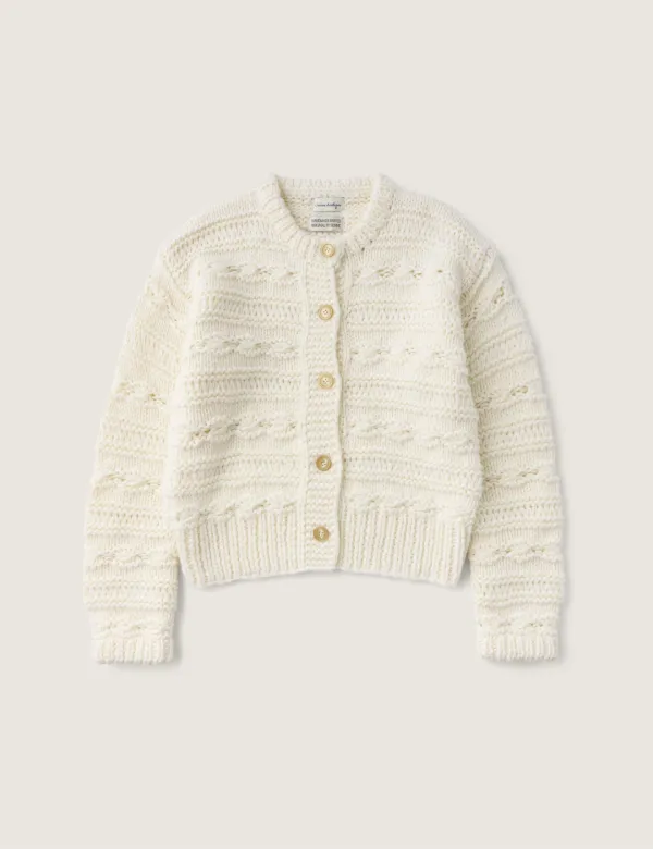 Sophie Hand Wool 100 Cardigan (Ivory)
