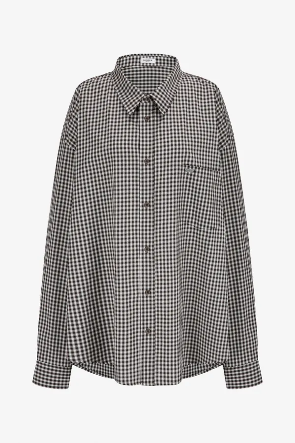 signature check metal label shirt