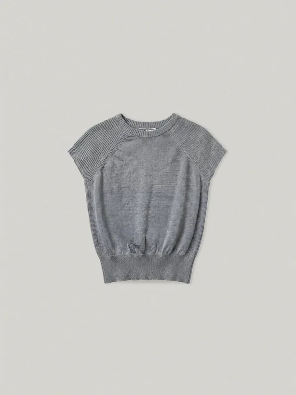 LOWEN ROUND NECK KNIT - GRAY로웬 라운드넥 니트