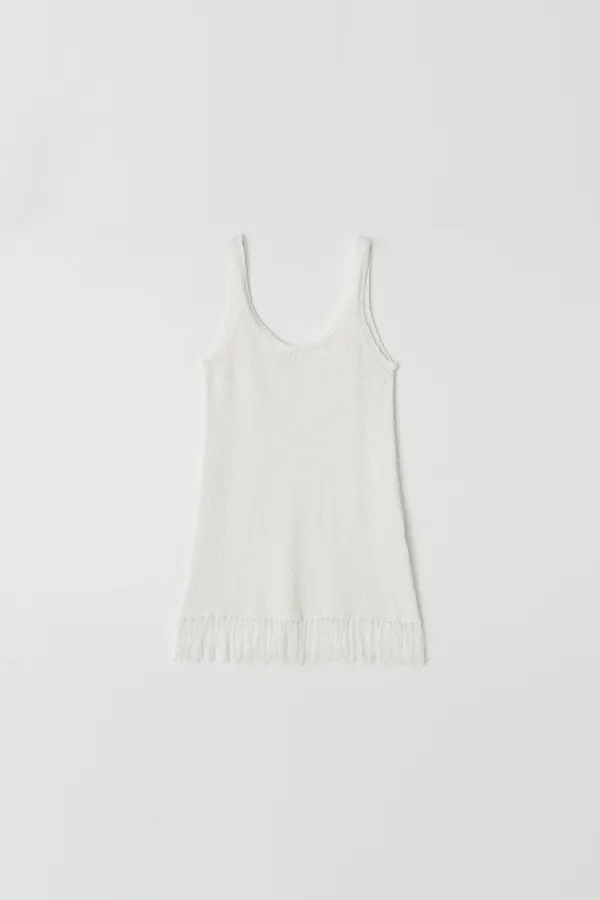 Fringe Knit Dress (Ivory)