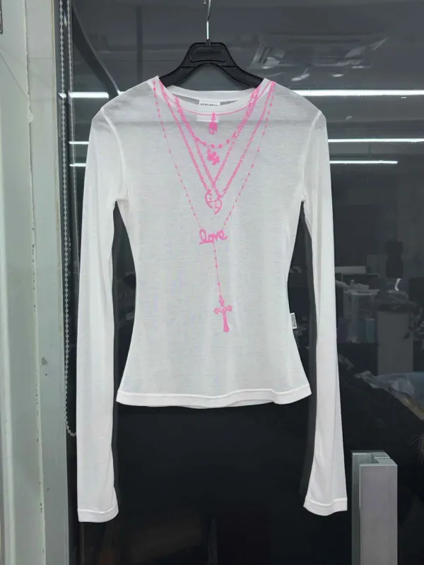 Faux Necklace Tee White