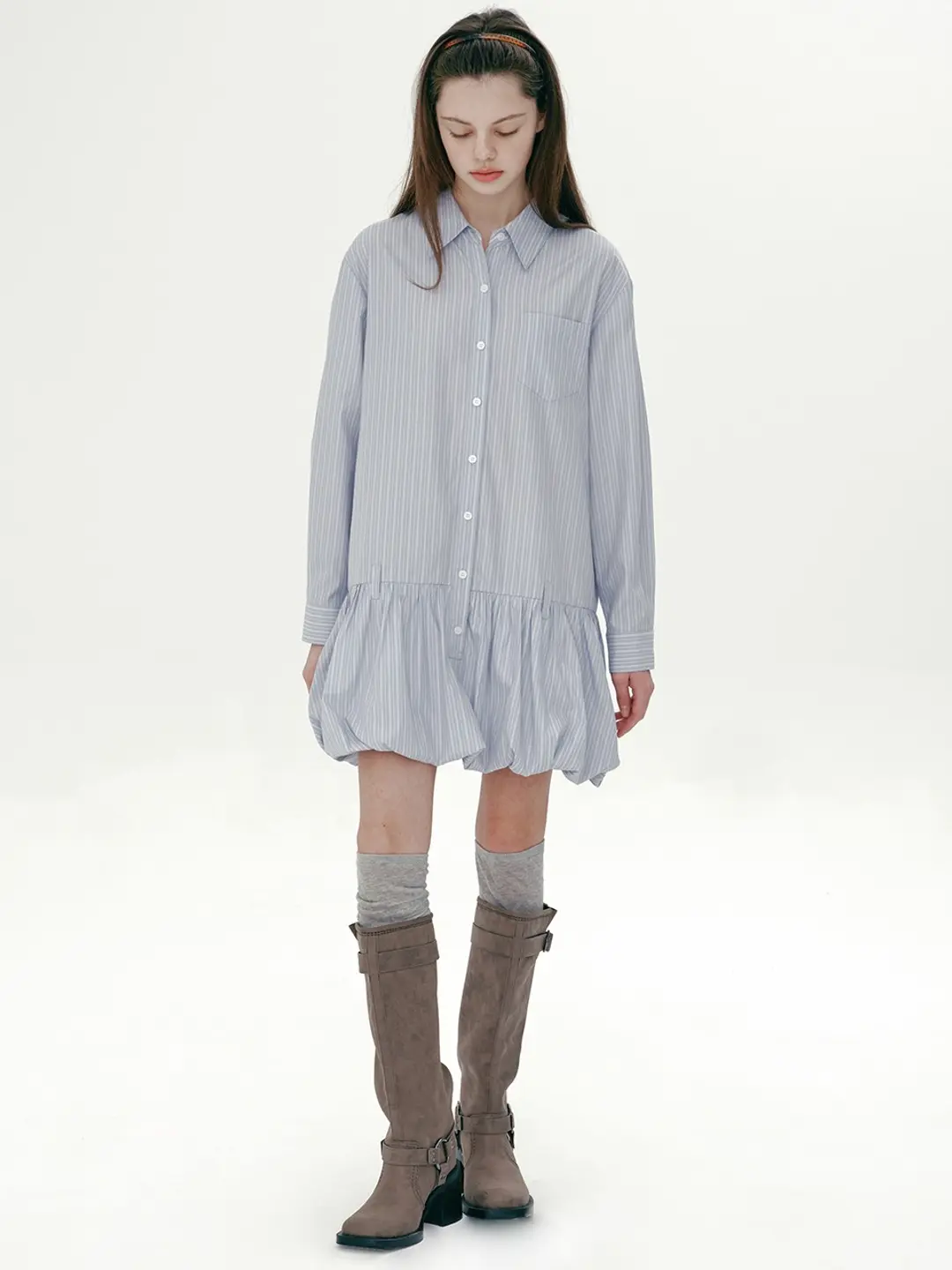 마가린핑거스 SHIRT BALLOON ONE-PIECE (LIGHT BLUE) 상품 이미지 2