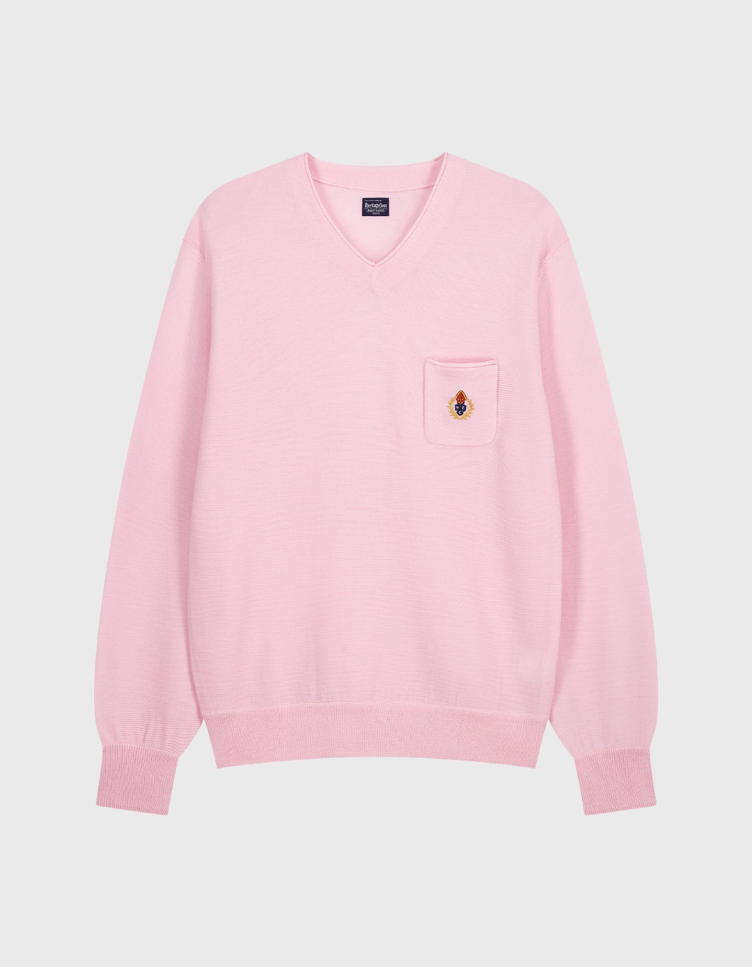 헤리티지플로스 CREST MERINO WOOL V-NECK / Pink 상품 이미지 1