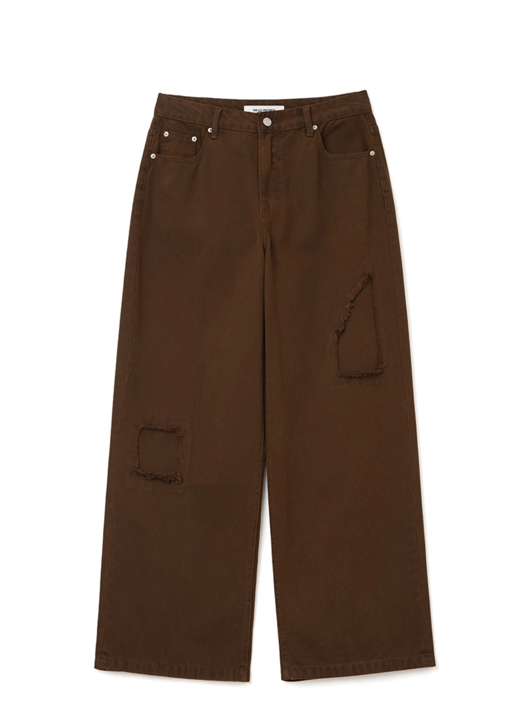 밀로 우먼 Cut Out Patch Wide Jeans [Washed Brown] 상품 이미지 1