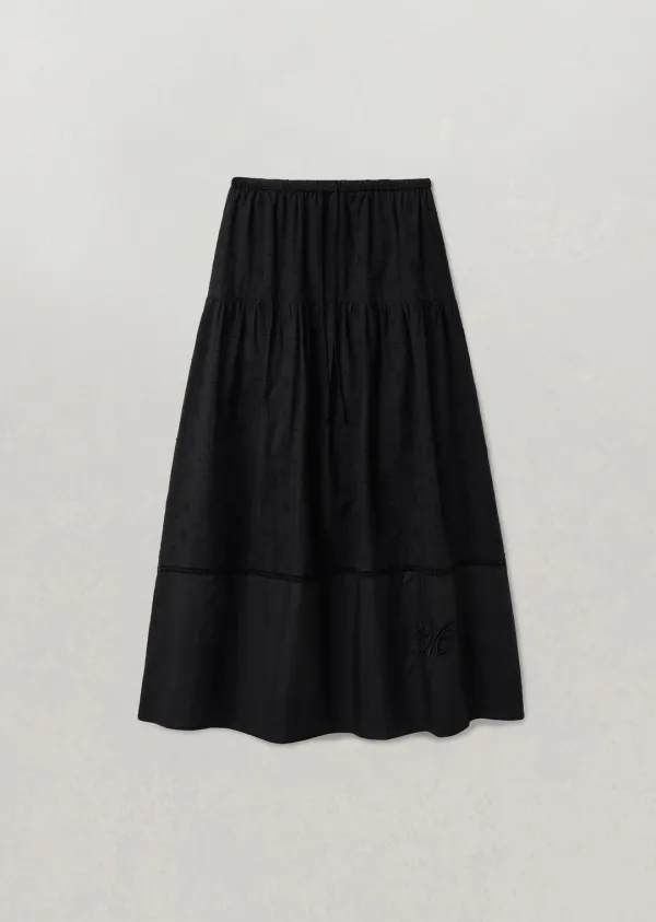 FLOWER LACE LONG SKIRT (moat black)