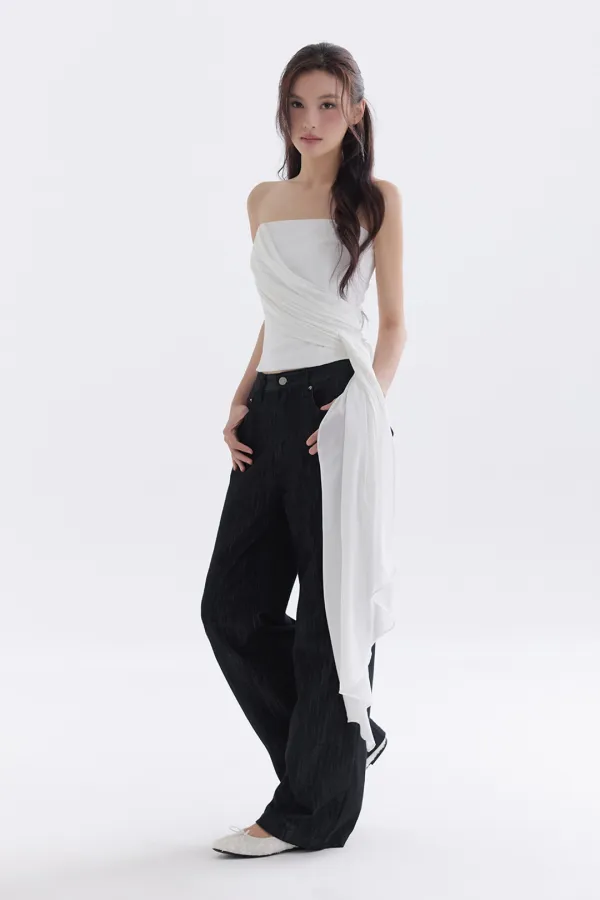 Muse Chiffon Drape Top (Ivory)