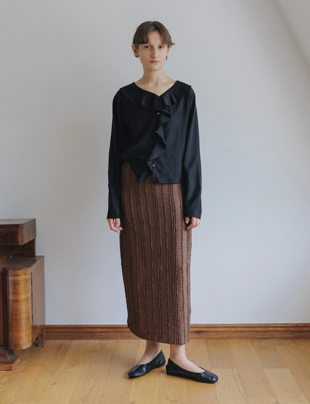 시엔느 Monoka Frill Skirt (Brown) 상품 이미지 1