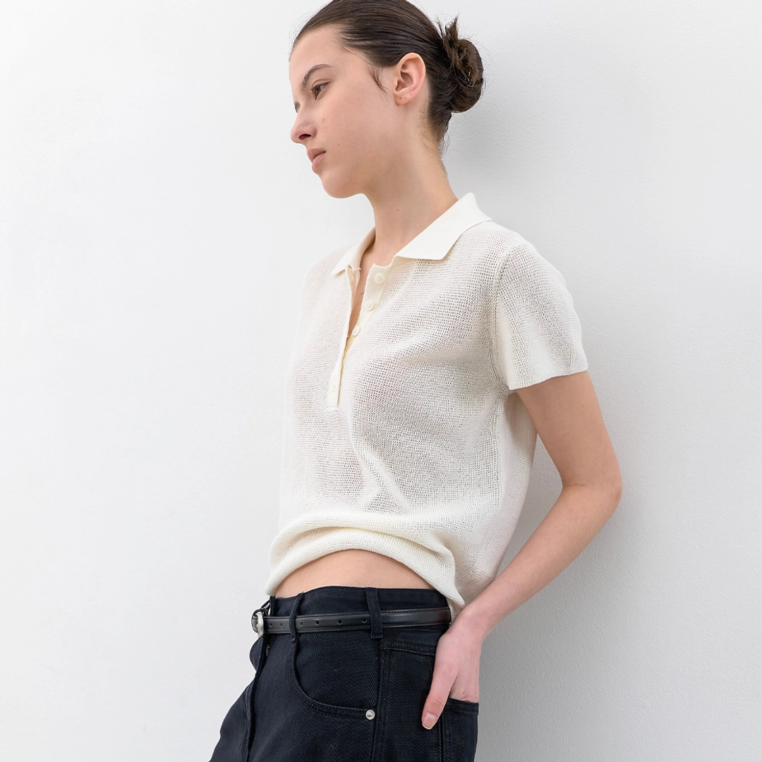 아뜰리에 나인 (T-7251)AN ESSENTIAL WAFFLE COLLAR KNIT 상품 이미지 2